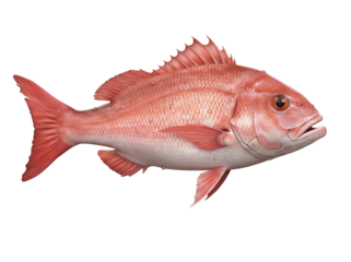 Red snapper fish isolated PNG on transparent background, vibrant marine animal for seafood and wildlife design projects