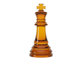 Amber glass chess king isolated PNG on transparent background, decorative piece for board games and strategy concepts