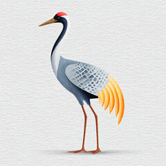 Obraz premium Elegant Japanese Crane Bird Watercolor Illustration
