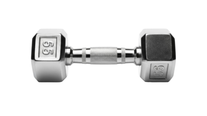 Silver dumbbell isolated on white background