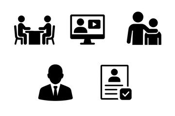 Set of Corporate and Human Resources Icons for Professional Business Activities