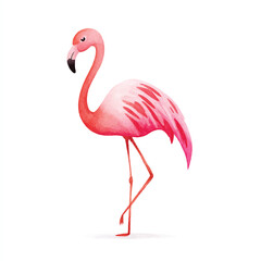 Fototapeta premium Elegant Pink Flamingo Watercolor Illustration