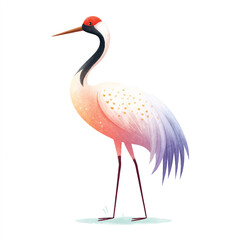 Obraz premium Elegant Red-crowned Crane Watercolor Illustration