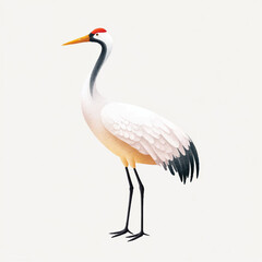 Obraz premium Elegant Red-crowned Crane Illustration. Graceful Japanese Bird Art.