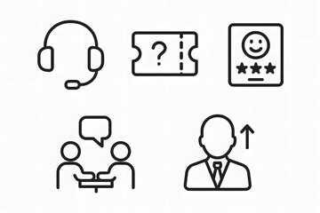 Obraz premium Line Icons for Customer Service, Business Operations, Feedback, and Career Development