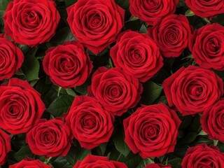 Beautiful red roses create a vibrant and romantic floral background image