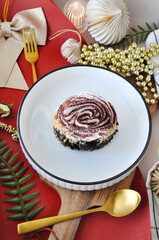 Top view of Banoffee Pie on White Plate