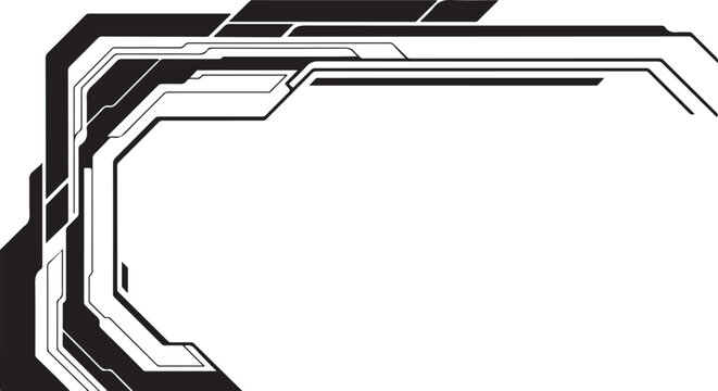 Abstract high-tech geometric corner frame for modern design and technological aesthetics