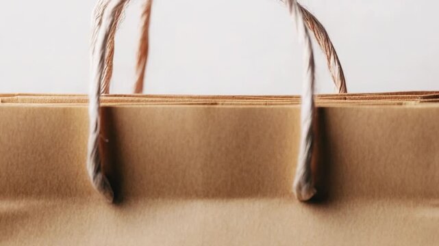 Video A simple brown paper bag with a string handle, often used for carrying small items