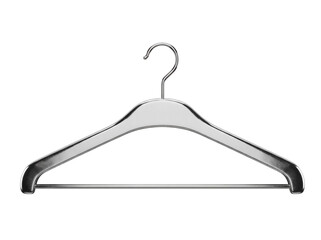 Metal clothes hanger isolated PNG on transparent background, garment storage and organization tool for fashion and retail use