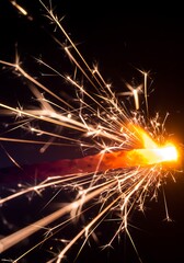 Brilliant Golden Sparkler Burning Bright Against Dark Night Background happy new year 2026 new year 2026