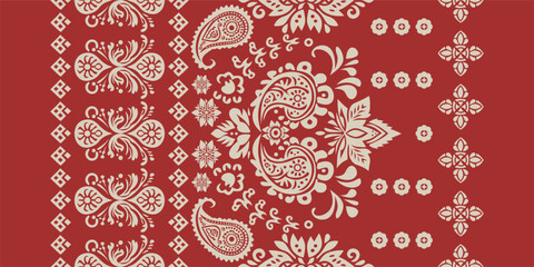 Ethnic ikat floral Indian Pattern. Motifs African boho paisley pattern embroidery border. Aztec-style seamless patterns. Saree Sarong Motifs abstract design for texture, fabric, clothing