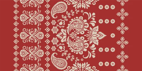 Fotobehang Afrikaanse Motieven Ethnic ikat floral Indian Pattern. Motifs African boho paisley pattern embroidery border. Aztec-style seamless patterns. Saree Sarong Motifs abstract design for texture, fabric, clothing  © supachai