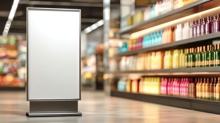 Blank advertisement board in a supermarket
