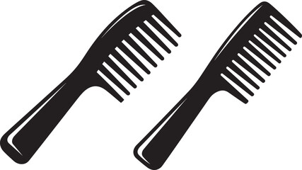Fototapeta premium Two black hair combs silhouette