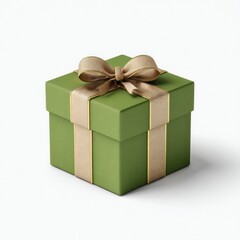Obraz premium Green gift box with a golden ribbon and bow