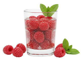 Refreshing raspberry drink with mint PNG isolated on transparent background, summer beverage for healthy lifestyle and party refreshment