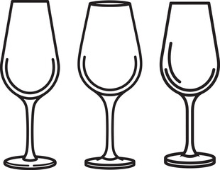 Three wine glasses silhouette