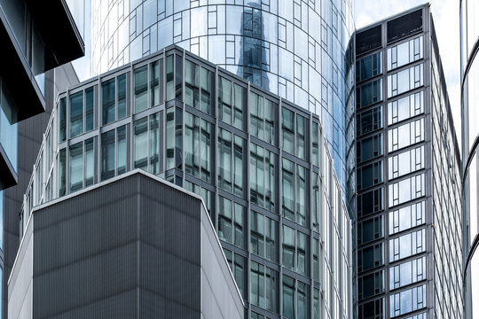 Corporate architecture and modern design blending around a Frankfurt skyscraper that reinforces the finance district’s commitment to stability, growth and future skyline evolution