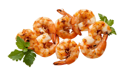 grill shrimp isolated on transparent background top view this image from camrea