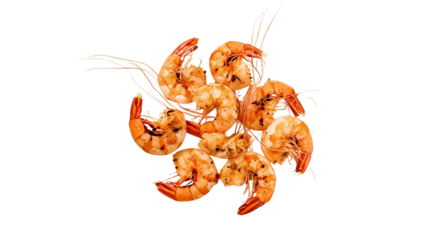grill shrimp isolated on transparent background top view this image from camrea