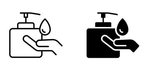 Hand Sanitizer with Pump. Liquid Soap Bottle icon. Shampoo Bottle symbol