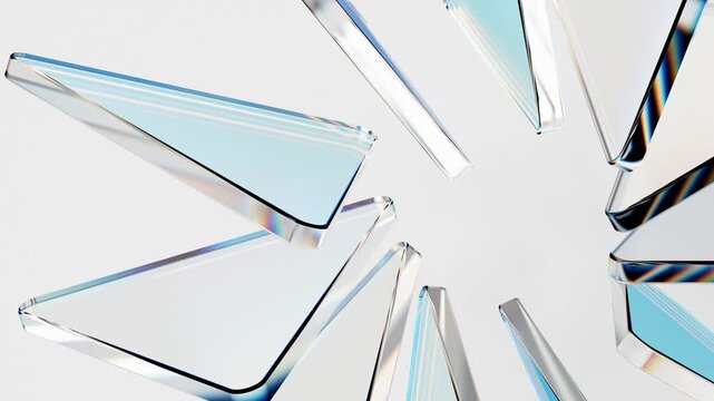 Abstract glass 3d round block shapes mooving on a white background. Seamless looping video. 4k abstract motion graphics dynamic futuristic design