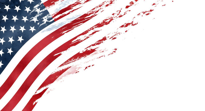 Stylized american flag with dynamic brushstrokes on a clean white background - Powered by Adobe