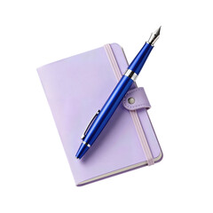 Blue Fountain Pen on Lavender Notebook