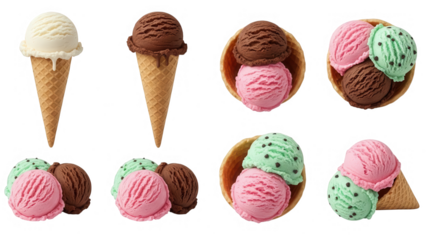 Delicious frozen treats collection isolated on transparent background