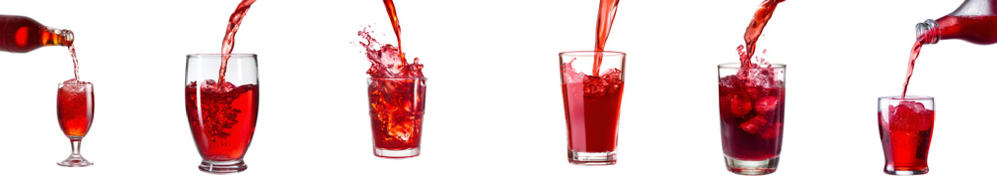 Rose syrup drink isolated. sets of red sharbat isolated.