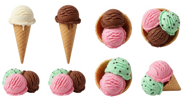 Delicious frozen treats collection isolated on transparent background