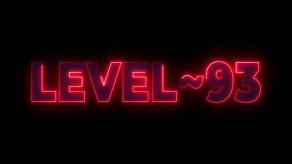 Neon Red Level 93 Text Glowing Effect Dark Background Gaming Progress Achievement neon text - Powered by Adobe