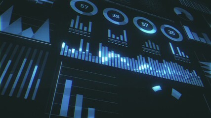 Business And Technology Digital Screen Background
Animation of a glitch business technology background with stats market data on a dark elegant design - Powered by Adobe