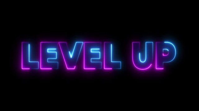 Level Up Neon Sign Glowing Text Animation Futuristic Cyberpunk Style video - Powered by Adobe