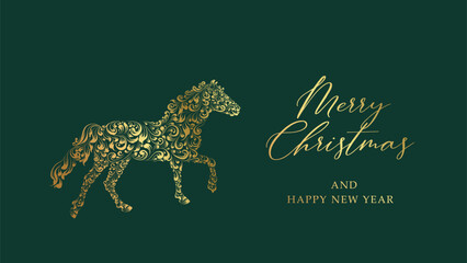 Christmas greeting card. Ornament new year background.