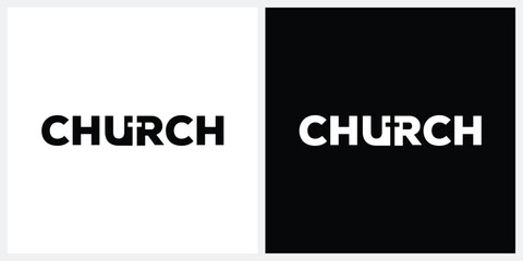 typography text church logo design, word mark church vector template
