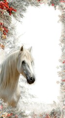 Christmas frame white background horse theme attributes
