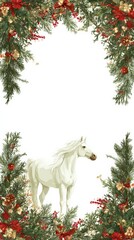 Christmas frame white background horse theme attributes