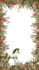 Christmas frame white background horse theme attributes