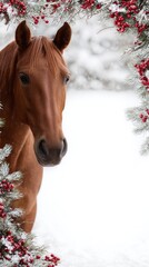 Christmas frame white background horse theme attributes