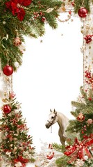 Christmas frame white background horse theme attributes
