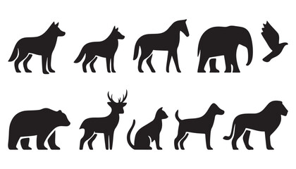 Obraz premium 10 Animal Silhouette Bundle – Minimal Wildlife Vector Pack.