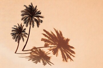 Silhouette palm tree on a tropical beach at sunset