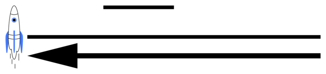 Obraz premium Rocketship concept. Rocketship traveling leftward with graphic arrow and speed lines motion, leadership, and goal-setting. Ideal for technology, education, space, and innovation concepts