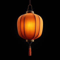 Fototapeta premium Elegant Mid-Autumn Festival lantern radiates warm hues of orange and gold isolated on a black background