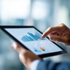 Fototapeta premium Business professional reviewing financial analytics on a digital tablet
