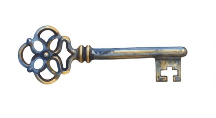 Antique key isolated