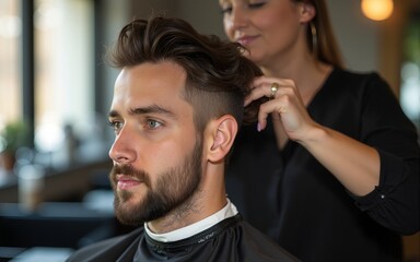 Hairdresser cutting hair. High quality