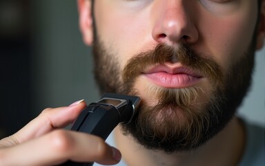 Beard trimming with clippers. High quality